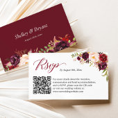 Burgundy Blush Floral Wedding Website RSVP QR Code Informatiekaartje