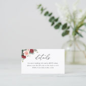 Burgundy Blush Floral Wedding Website Visitekaartje (Staand voorkant)