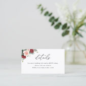 Burgundy Blush Floral Wedding Website Visitekaartje (Staand voorkant)