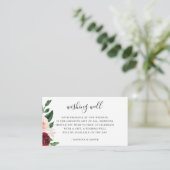 Burgundy Blush Floral Wedding Well Wishing Well Informatiekaartje (Staand voorkant)