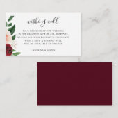 Burgundy Blush Floral Wedding Well Wishing Well Informatiekaartje (Voorkant / Achterkant)