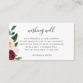 Burgundy Blush Floral Wedding Well Wishing Well Informatiekaartje (Voorkant)