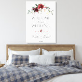 Burgundy Blush Floral Welcome Weddenschap Canvas Afdruk (Insitu (Slaapkamer))