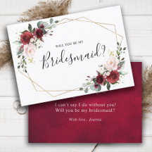 Burgundy Blush Floral zal je mijn Bridesmaid zijn