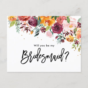 Burgundy Blush Floral zal je mijn Bridesmaid zijn Uitnodiging Briefkaart