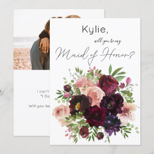 Burgundy & Blush Floral zijn mijn dienstmeisje? Fo Kaart