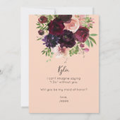 Burgundy & Blush Floral zijn mijn dienstmeisje? Ro Kaart (Achterkant)