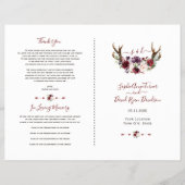 Burgundy Blush Florwers Antlers Weddenschap Flyer (Voorkant)