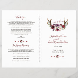 Burgundy Blush Florwers Antlers Weddenschap Flyer