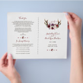 Burgundy Blush Florwers Antlers Weddenschap Flyer (Hand)