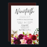 Burgundy & Blush Flowers 90th Birthday Party Kaart<br><div class="desc">Bourgogne & Blush Flowers Girls of Boys 90th Birthday Party Invitation Zie bijbehorend collectie in Niche en Nest Store</div>