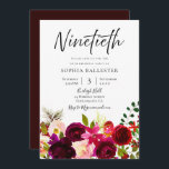 Burgundy & Blush Flowers 90th Birthday Party Kaart<br><div class="desc">Bourgogne & Blush Flowers Girls of Boys 90th Birthday Party Invitation Zie bijbehorend collectie in Niche en Nest Store</div>