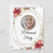 Burgundy Blush Flowers Foto Retirement Party Kaart (Achterkant)