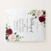 Burgundy & Blush Flowers Glitter Wedding Invitatio Legpuzzel (Horizontaal)