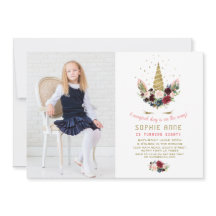 Burgundy Blush Flowers Gold Unicorn Foto van Birth