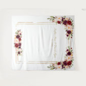 Burgundy Blush Flowers Gold Weddenfoto Booth Wandkleed (Voorkant (horizontaal))