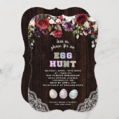Burgundy Blush Flowers Lace Egg Hunt Easter Kaart (Voorkant / Achterkant)