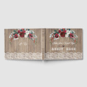Burgundy Blush Flowers Lace Wood Weddenschap Gastenboek (Volledig)