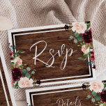 Burgundy & Blush Flowers Rustic Wood Weddenschap RSVP Kaartje<br><div class="desc">Bourgogne & Blush Flowers Rustic Wood Wedding RSVP Kaart Bekijk de huwelijksuitnodiging en objecten in Niche en Nest Store. Chatten om meer objecten aan te vragen</div>