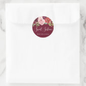 Burgundy Blush Flowers Sweet 16 Party Stickers (Tas)