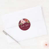 Burgundy Blush Flowers Sweet 16 Party Stickers (Envelop)