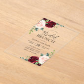 Burgundy & Blush Flowers Vrijgezellenfeest Brunch Acryl Uitnodigingen (Laagn)