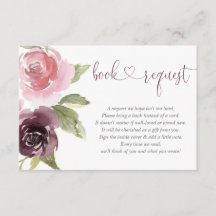 Burgundy blush girl baby shower boekverzoek bijlag