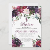 Burgundy Blush Girl Baptism Invitation Kaart (Voorkant)