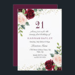 Burgundy Blush Glitter 21st Birthday Party Kaart<br><div class="desc">Burgundy Blush Glitter 21st Birthday Party We hebben ook veel andere uitnodigingen en collecties.</div>