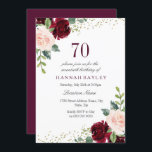 Burgundy Blush Glitter 70th Birthday Party Kaart<br><div class="desc">Burgundy Blush Glitter 70th Birthday Party We hebben ook veel andere uitnodigingen en collecties.</div>