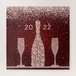 Burgundy Blush Glitter Champagne Toast 2022 Legpuzzel