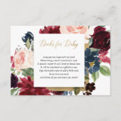 Burgundy blush gold baby shower book request  informatiekaartje (Voorkant)