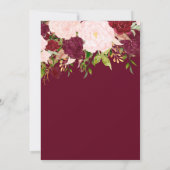 Burgundy Blush Gold Floral Monogram Weddenschap Kaart (Achterkant)