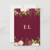 Burgundy Blush Gold Floral Monogram Wedding rsvp (Achterkant)