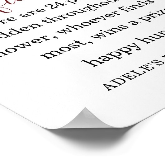 Burgundy Blush Gold Floral Pacifier Hunt Sign Poster (Hoek)