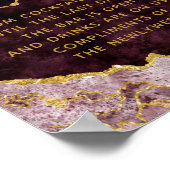 Burgundy Blush Gold Foil Agate Open Bar Teken Poster (Hoek)