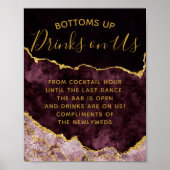 Burgundy Blush Gold Foil Agate Open Bar Teken Poster (Voorkant)