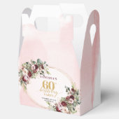 Burgundy Blush Gold Rose 60th Birthday Treat Box Bedankdoosjes (Geopend)