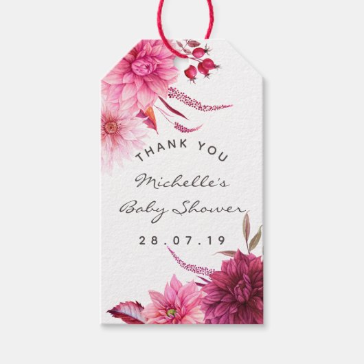 Burgundy & Blush Herfst Baby shower Guest Hartelij Cadeaulabel (Voorkant)