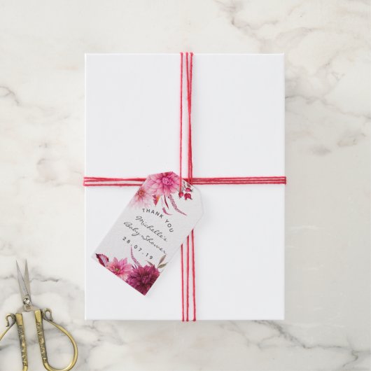 Burgundy & Blush Herfst Baby shower Guest Hartelij Cadeaulabel (Met Touw)