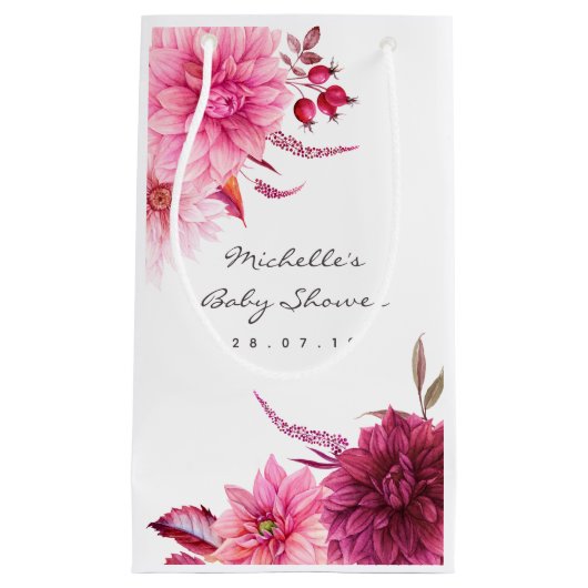 Burgundy & Blush Herfst Baby shower Guest Hartelij Klein Cadeauzakje (Voorkant)