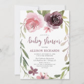 Burgundy blush herfst baby shower kaart (Voorkant)