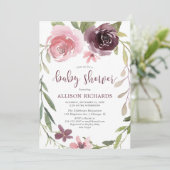 Burgundy blush herfst baby shower kaart (Staand voorkant)