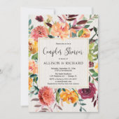 Burgundy blush herfst floral couples baby shower kaart (Voorkant)