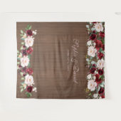 Burgundy Blush Houten Trouwfoto Booth Achtergrond Wandkleed (Voorkant (horizontaal))