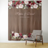 Burgundy Blush Houten Trouwfoto Booth Achtergrond Wandkleed (In situ)