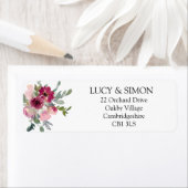 Burgundy & Blush Huwelijk retouradres  Etiket (Insitu)