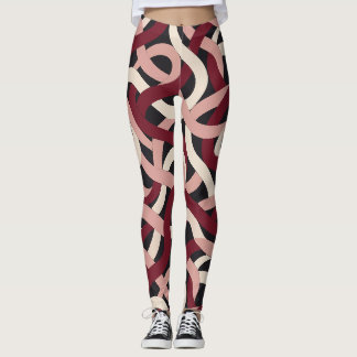 Burgundy Blush Interwoven Lint Patroon Leggings