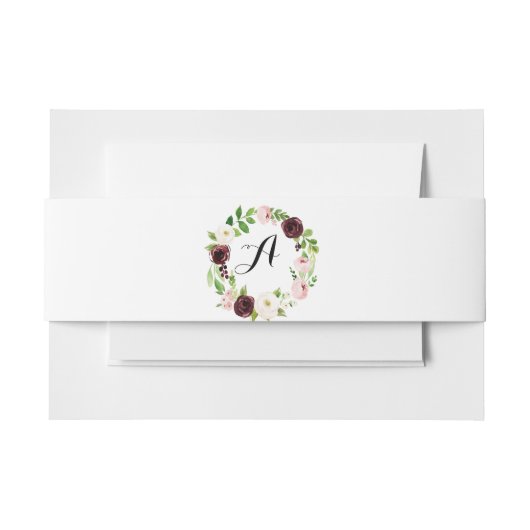 Burgundy Blush Invitation Belly Band Uitnodigingen Wikkel (Voorkant Voorbeeld)