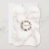 Burgundy Blush Ivory Floral Bloom Marble Wedding Kaart (Achterkant)